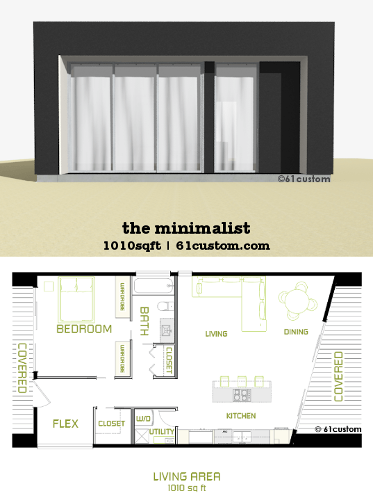 the minimalist  Small  Modern House  Plan  61custom 