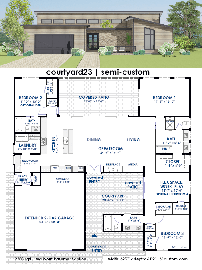 courtyard23 SemiCustom Home Plan 61custom