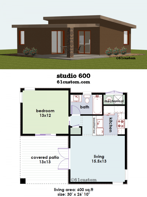 studio600 Small House Plan 61custom Contemporary & Modern House Plans