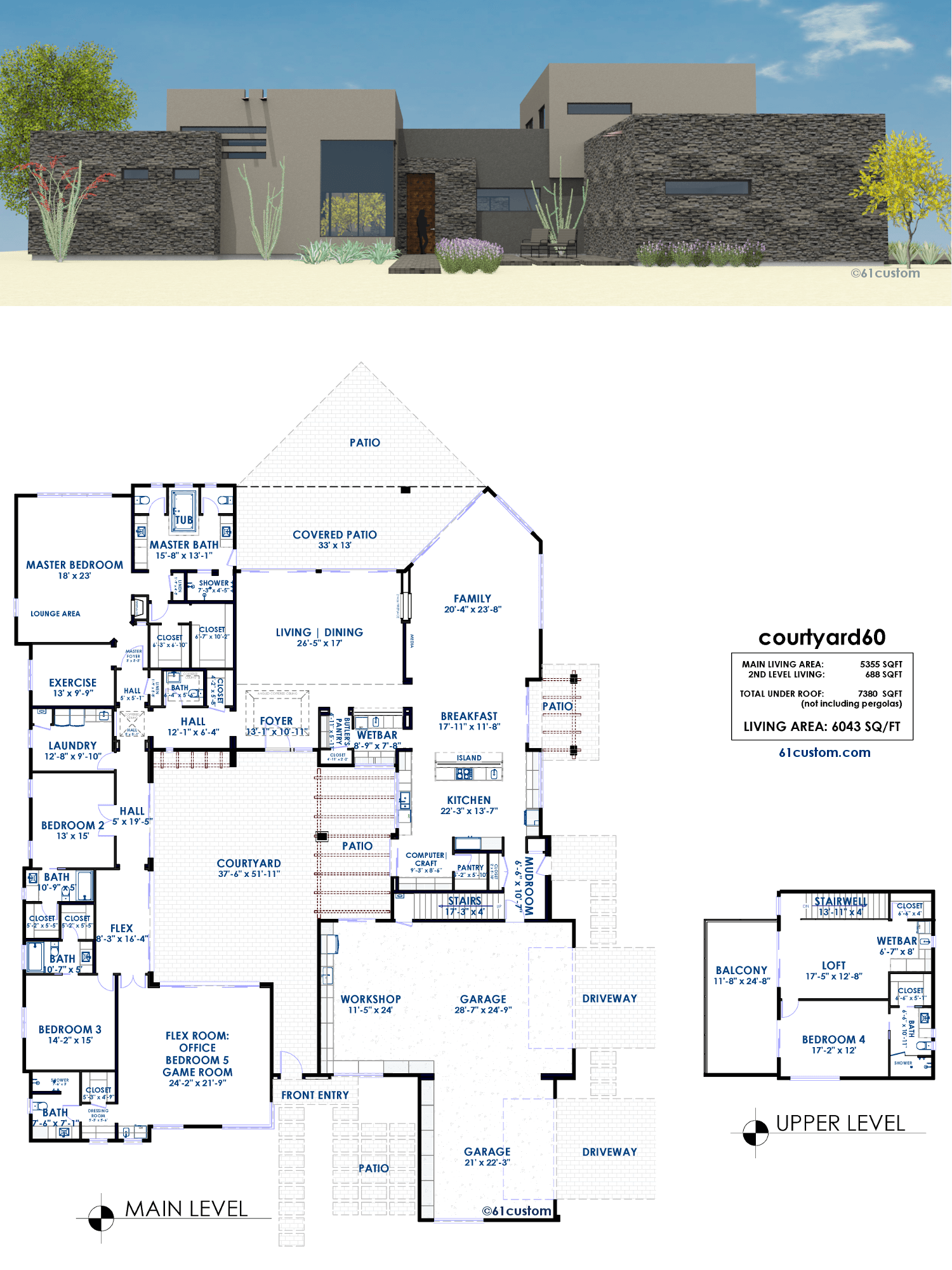 courtyard60-luxury-modern-house-plan-61custom-contemporary-modern-house-plans