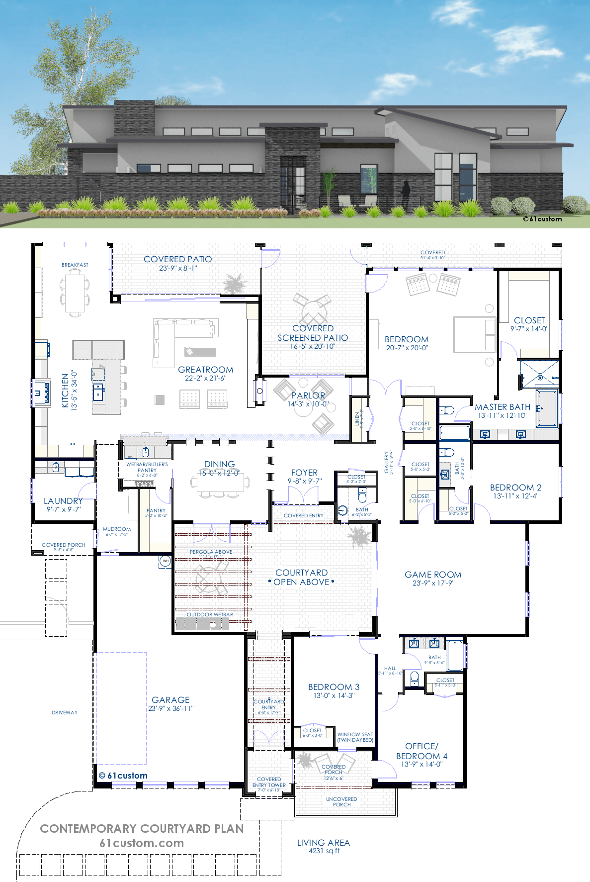 Small Courtyard Home Plans