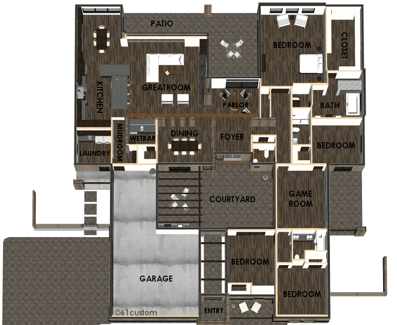 Modern Courtyard House Plan | 61custom | Contemporary ...