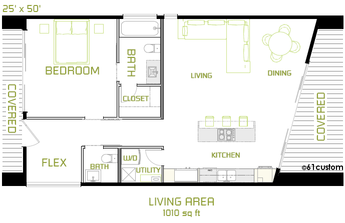 the minimalist Small Modern House Plan 61custom