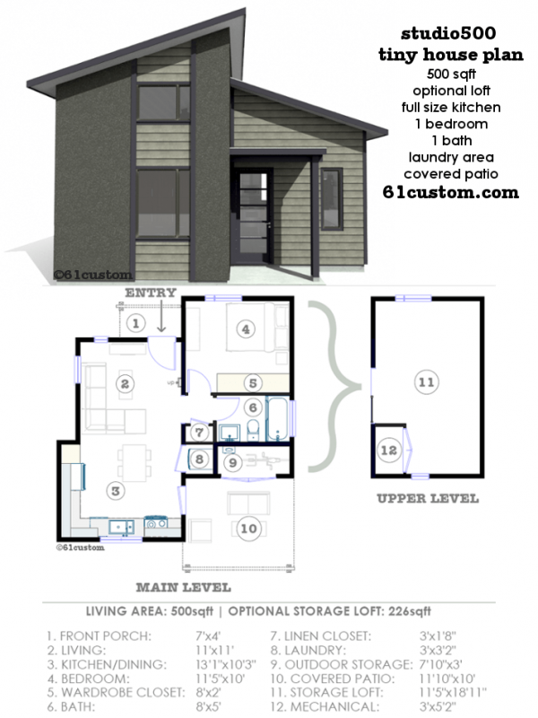 Studio Modern Tiny House Plan Custom