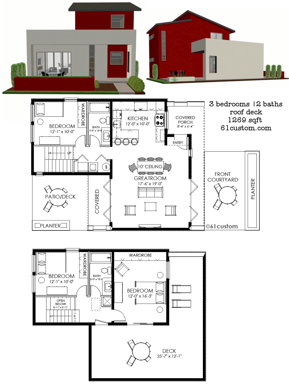 Contemporary Small  House  Plan  61custom Contemporary 