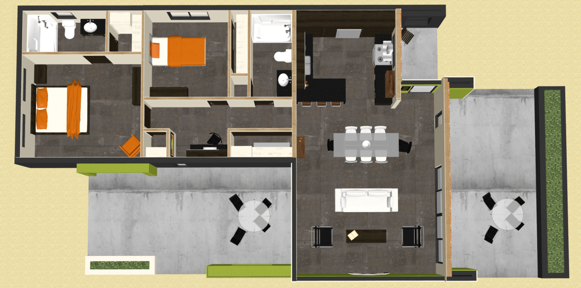 Create a Bedroom Floor Plan Modern 2 Bedroom  House Plan  61custom Contemporary 