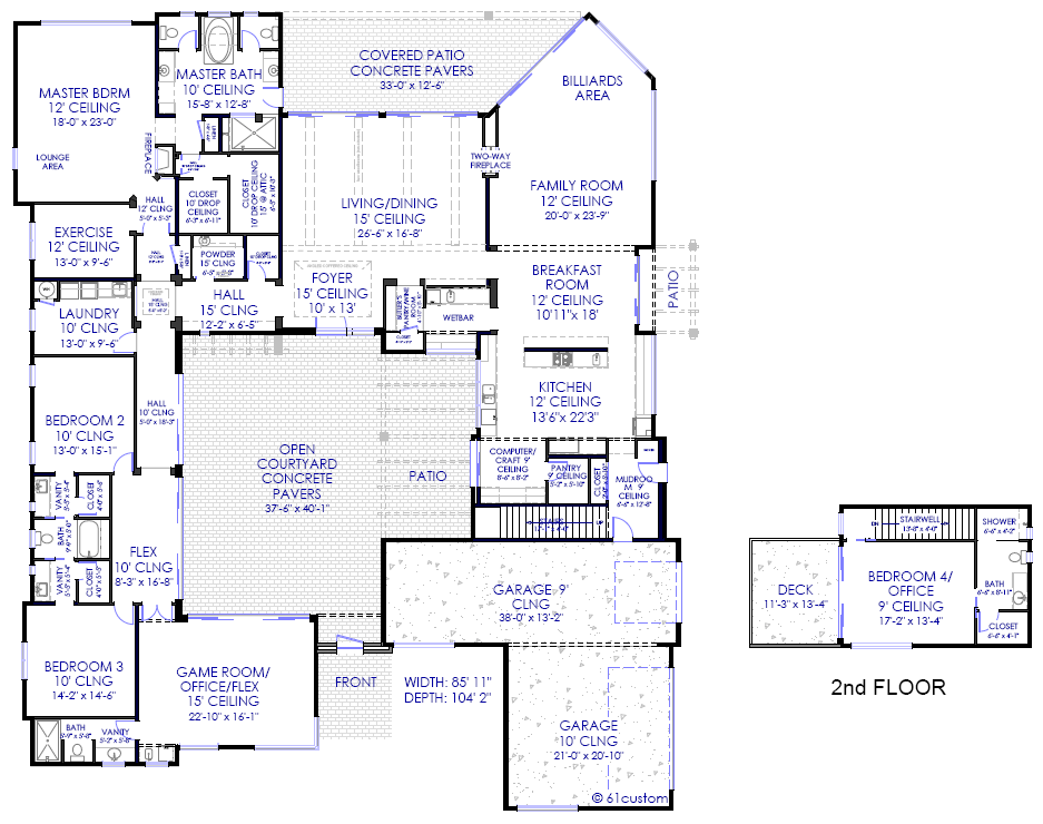 Luxury Modern Courtyard House Plan 61custom