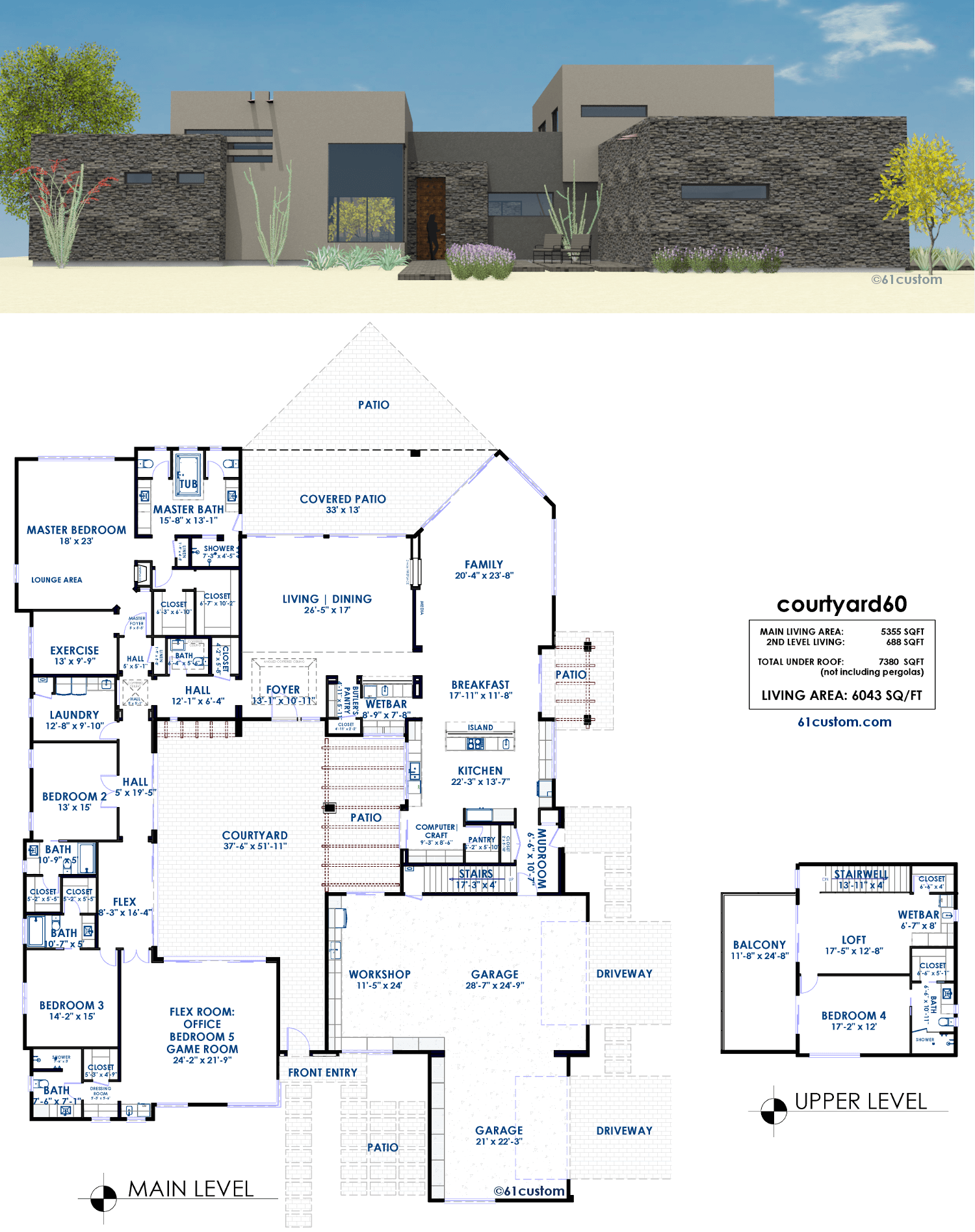 courtyard60 Luxury Modern House Plan | 61custom | Contemporary & Modern