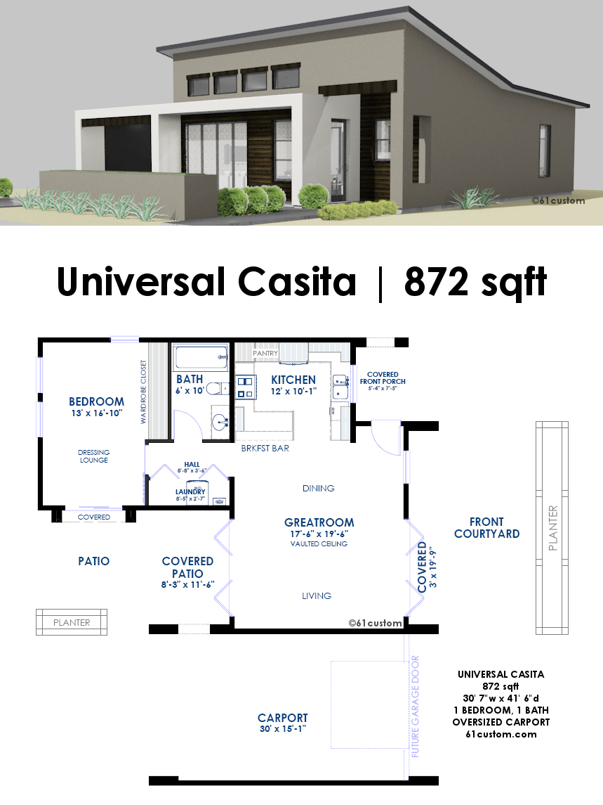 Universal Casita House Plan 61custom Contemporary 