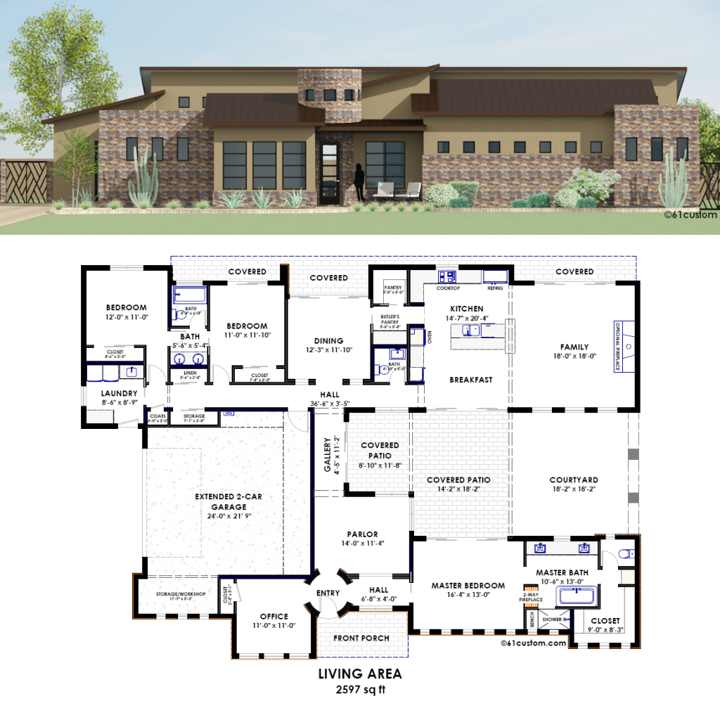 Courtyard Modern House Plans