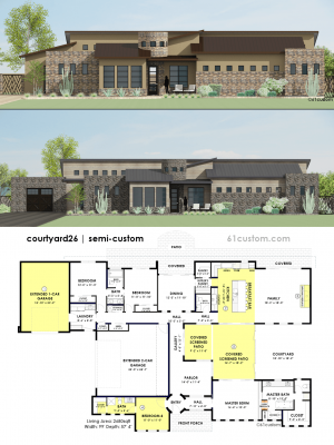 Contemporary Courtyard House Plan | 61custom