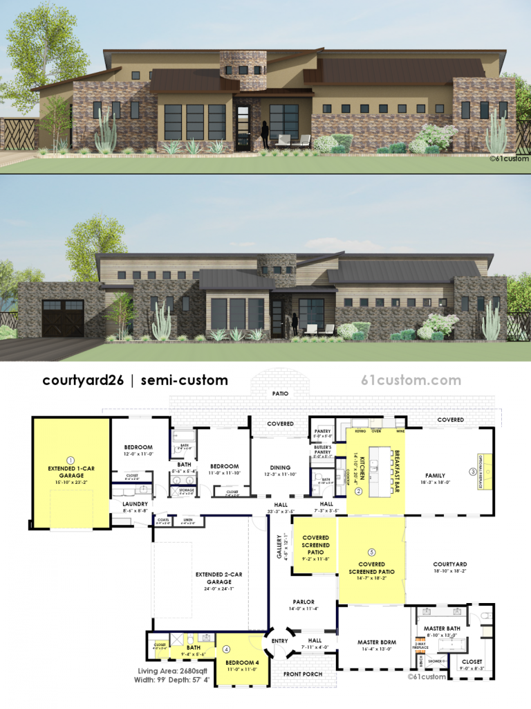 Modern House Plans, Floor Plans, Contemporary Home Plans | 61custom