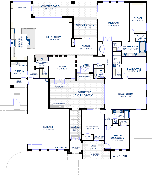 Modern Courtyard House Plan | 61custom | Contemporary ...