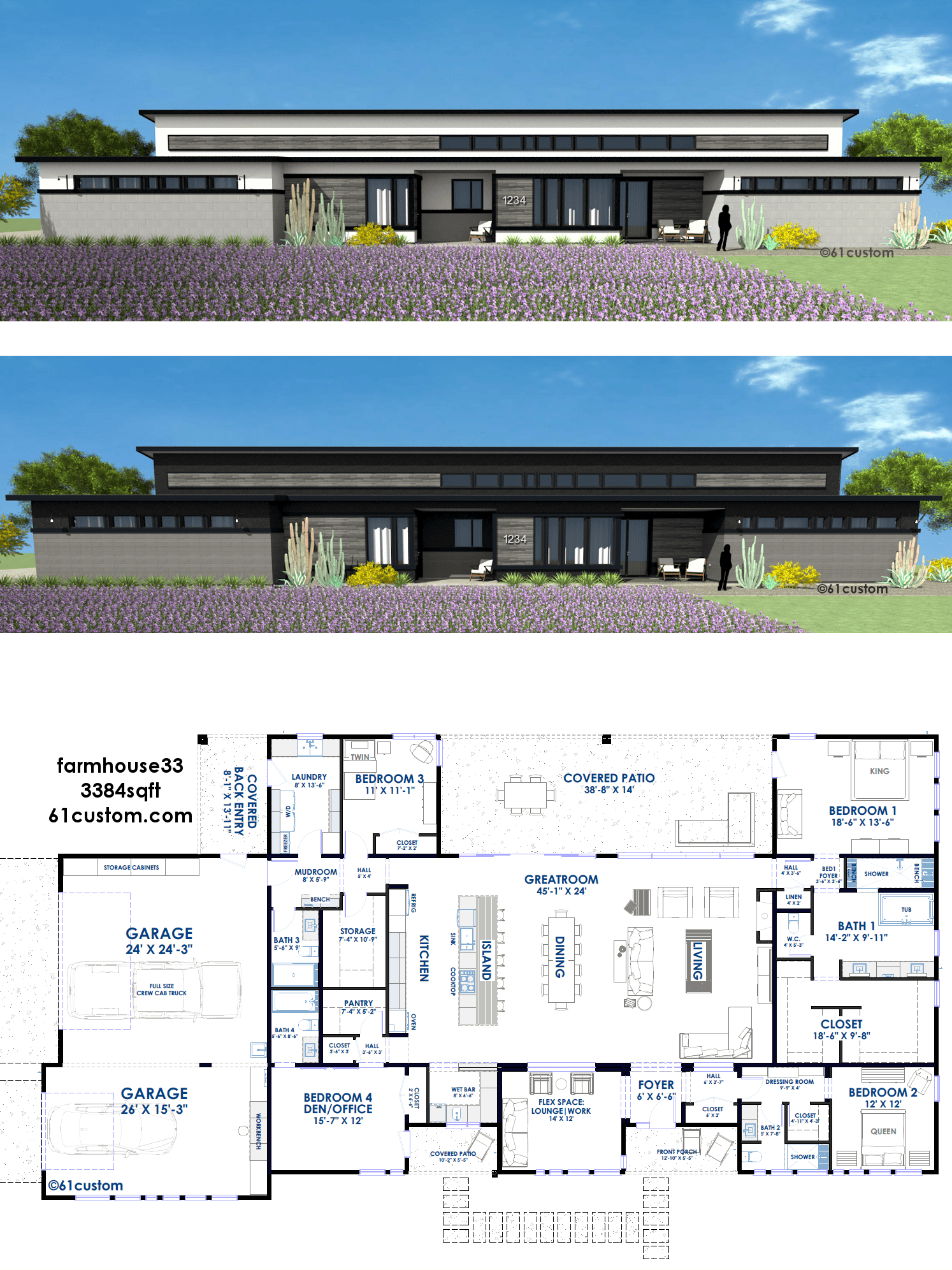 farmhouse33 modern house plan 61custom Contemporary 