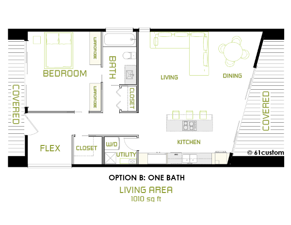 the minimalist Small Modern House Plan 61custom 